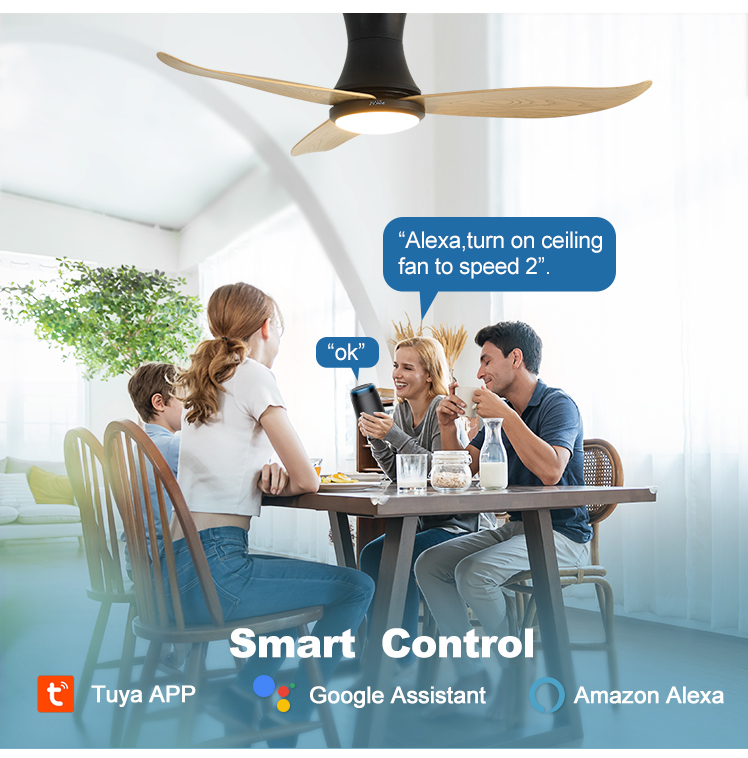 1stshine LED Ceiling Fan Light Low Profile Design with Wall Control and Energy Saving