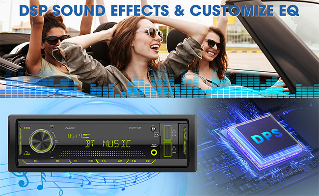 Real Time Clock Android Auto Single Din MP3 Car Radio BT 5.0 Physical Touch Screen