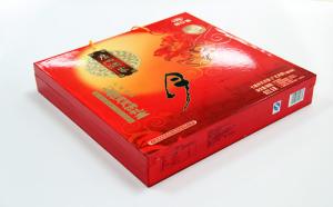 China Elegent Red Printed Recycled Paper Gift Boxes , Moon Cake packaging wholesale