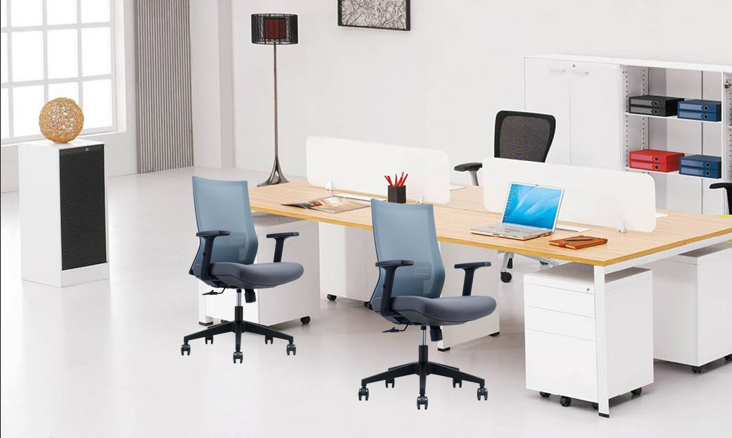 Modern Design Style Fabric Mid-back Mesh Office Executive Chair with 2D Arm Ergonomic