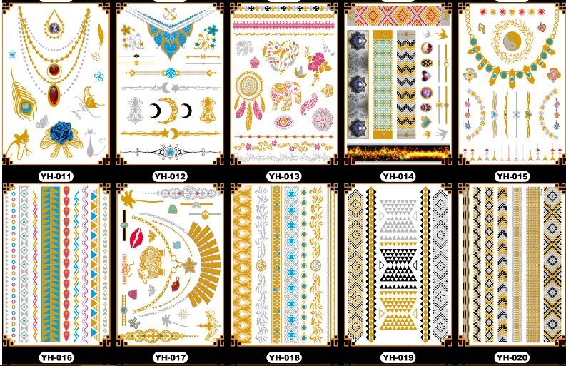 Waterproof Non Toxic Gold Foil Body Tattoo Sticker for ladies