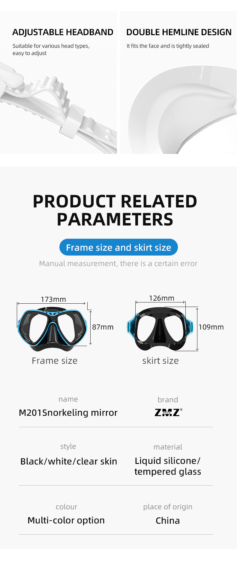 Men'S Scuba Goggles And Snorkel Diving Mask Custom Color