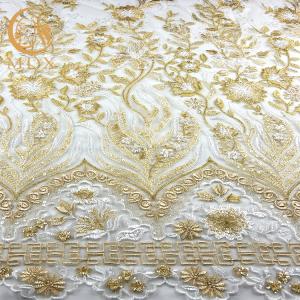 China Free Sample Gold Sequin Lace Fabric Beautiful Embroidered Eco Friendly wholesale