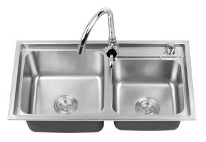 China CUPC Top Mount Double Bowl Kitchen Satin Stainless Steel Sink 304/201 wholesale