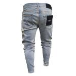 High Waist Nostalgic Men'S Stretch Ripped Jeans Drawstring Closure
