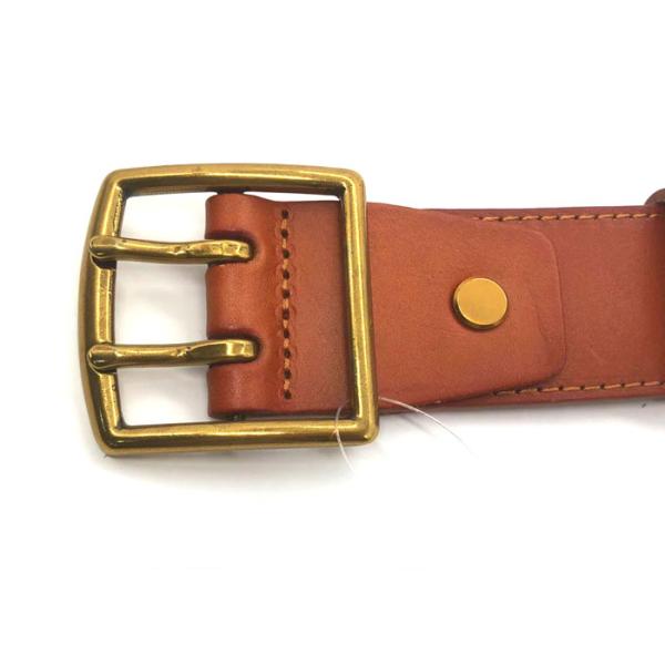 Zinc Alloy Buckle Men's Casual Double Prong Leather Belt 2 Holes 1.5 Inches Wide