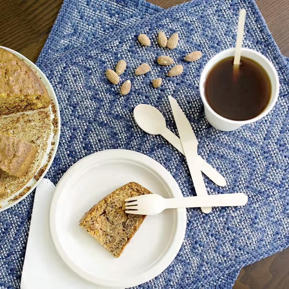 Disposable Cutlery Biodegradable Wooden Forks , Spoons , Knives Set Plastic Free