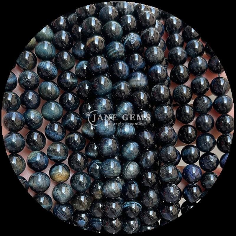 Gemstone Round Shape Bead Blue Tiger's Eye Loose Bead Strands for DIY Jewelry and Gifts