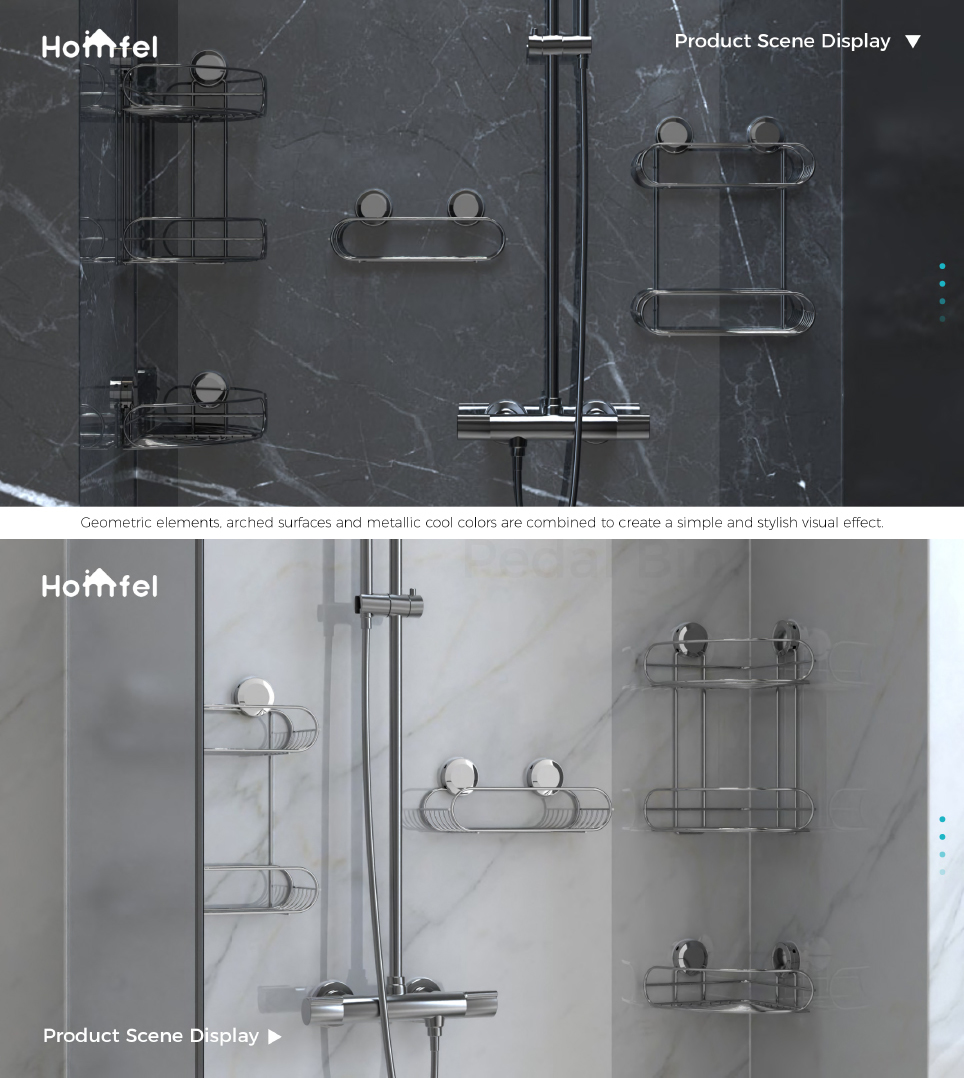 Bathroom Organizer Suction Cup Iron Wire Corner Rack Stainless Steel Shower Caddy 2 Tiers