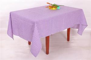 China Elegant Style Purple And White Checkered Table Cloth 54x72 72x108 Inch wholesale