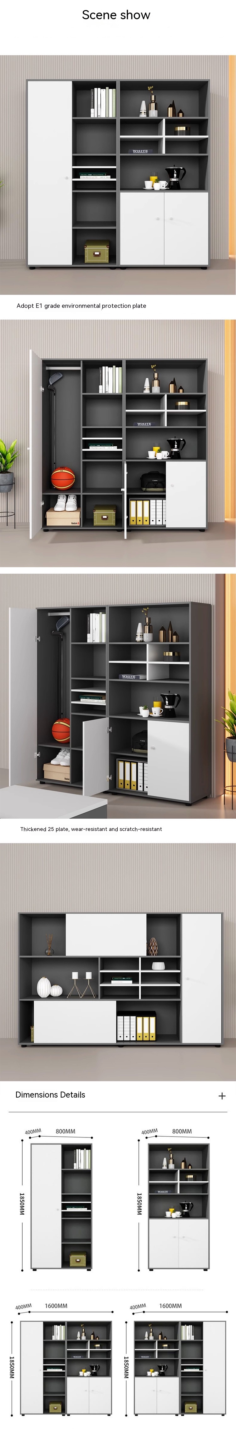 Data Storage Wooden File Combination Bookcase for Simple Design Style Office