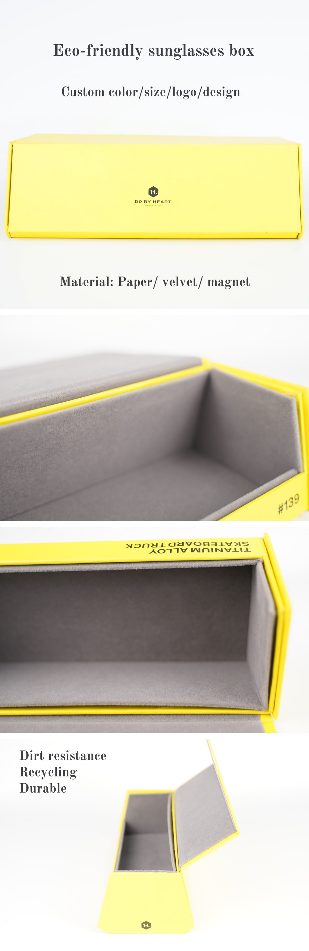 Custom Sunglasses Cardboard Gift Packaging Box , Eyeglass Cases Magnetic Box With Velvet