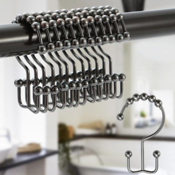 Stainless Steel Shower Curtain Rings For Bathroom Double Glide