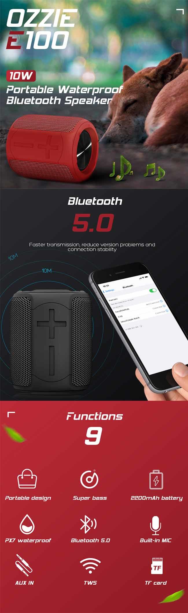 Green Fabric Wireless Speaker With Frequency Response 70Hz-20KHz
