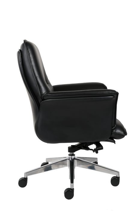 Middle Back Office Revolving Chair , DIOUS TUV Black Leather Desk Chair
