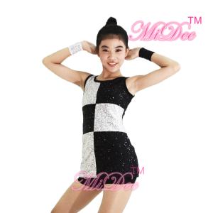 China Elegant Black White Dance Competition Costumes Sequin Vest Dance Dress wholesale