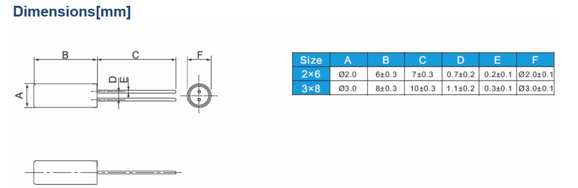 32.768KHz SJK Thru-Hole Crystal Unit 2*6mm or 3*8mm Tuning Fork Crystal for Industrial