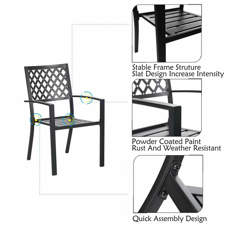 Outdoor Balcony Bistro Set Metal Garden Furniture with Foldable Design and 2 Seats
