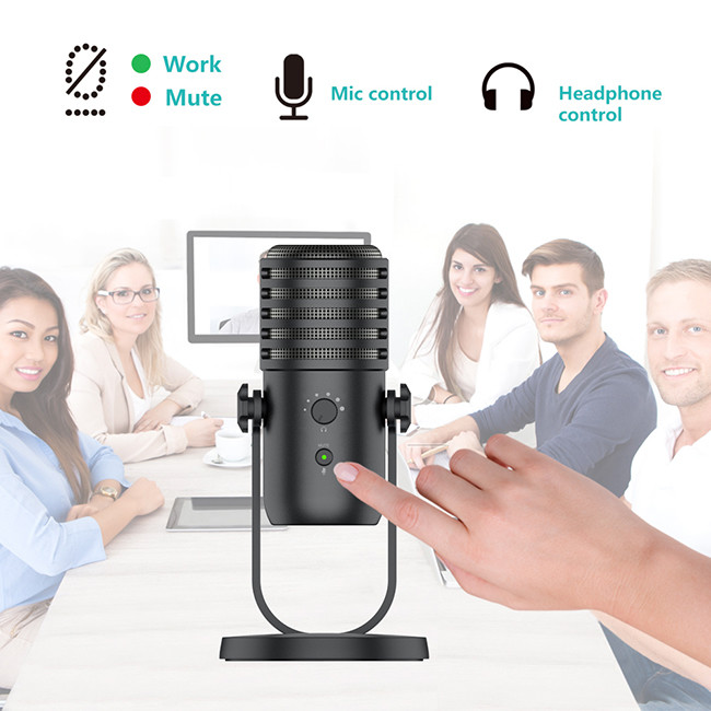 Professional USB Condenser Microphone Fast Mute Recording Studio Microphone