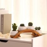 Indoor Plant Display Stand , 4 Tier Bamboo Wooden Flower Pot Holder