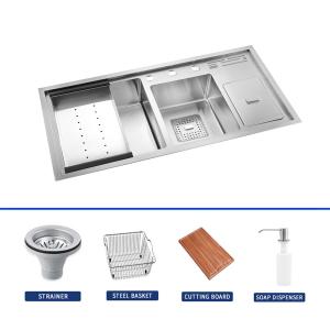 China Silver Handmade Kitchen Sink With Undermount OEM Exterior Dimensions wholesale