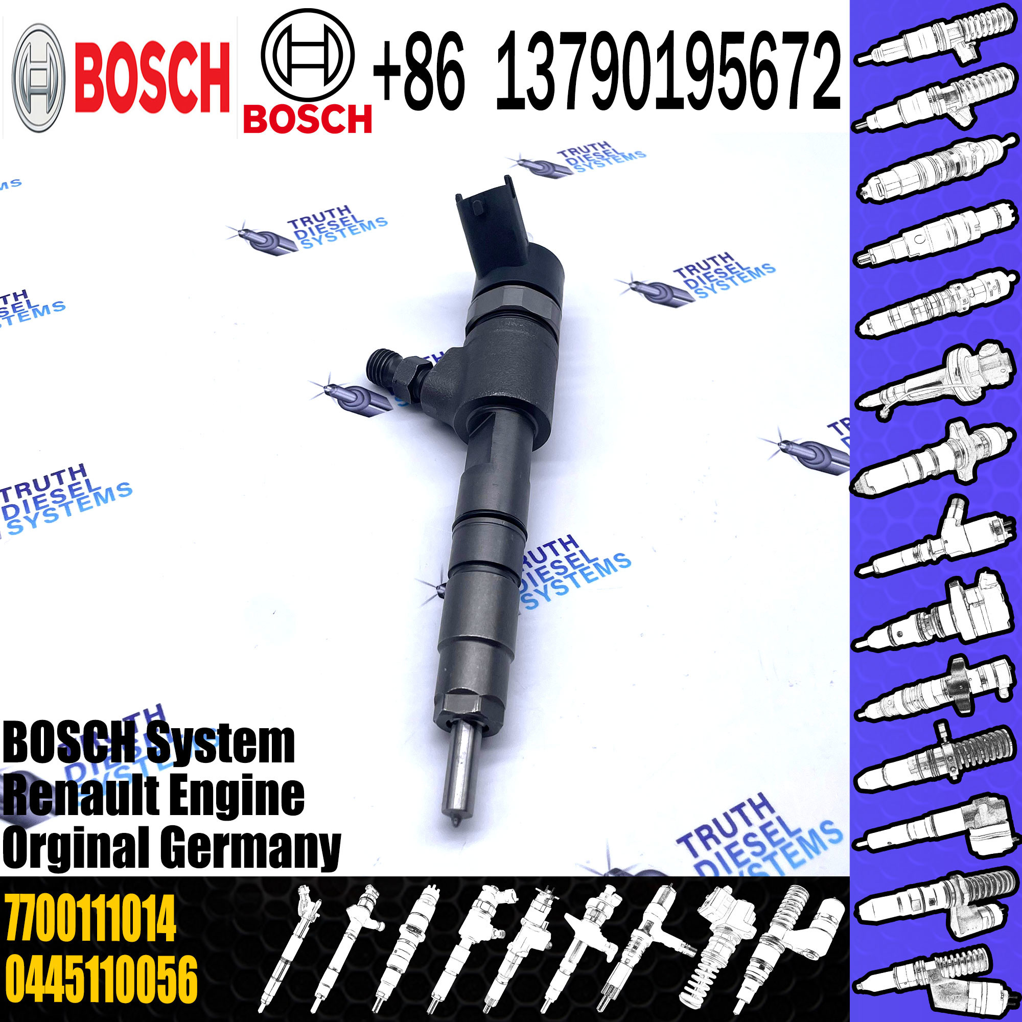 Fuel BOSCH Diesel Injector 7700111014 0445110056 WIth Engine