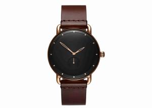 China Black face brown leather wrist watch men's fashion watches rose gold wholesale