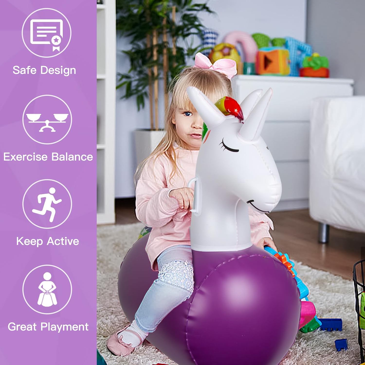 Unicorn And Dino Hopping Toys Inflatable Ride On Bouncer Hopper Horse For Performance