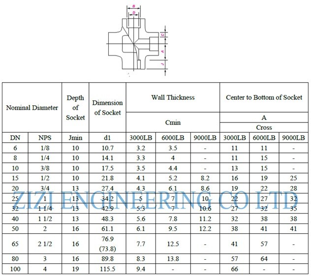 Stainless Steel Pipe Cross Socket Weld Pipe Fittings ASTM A182 F304 ASME B16 11