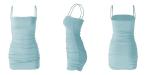 Spaghetti Straps Club Stretch 66cm Sleeveless Pleated Bodycon Dress