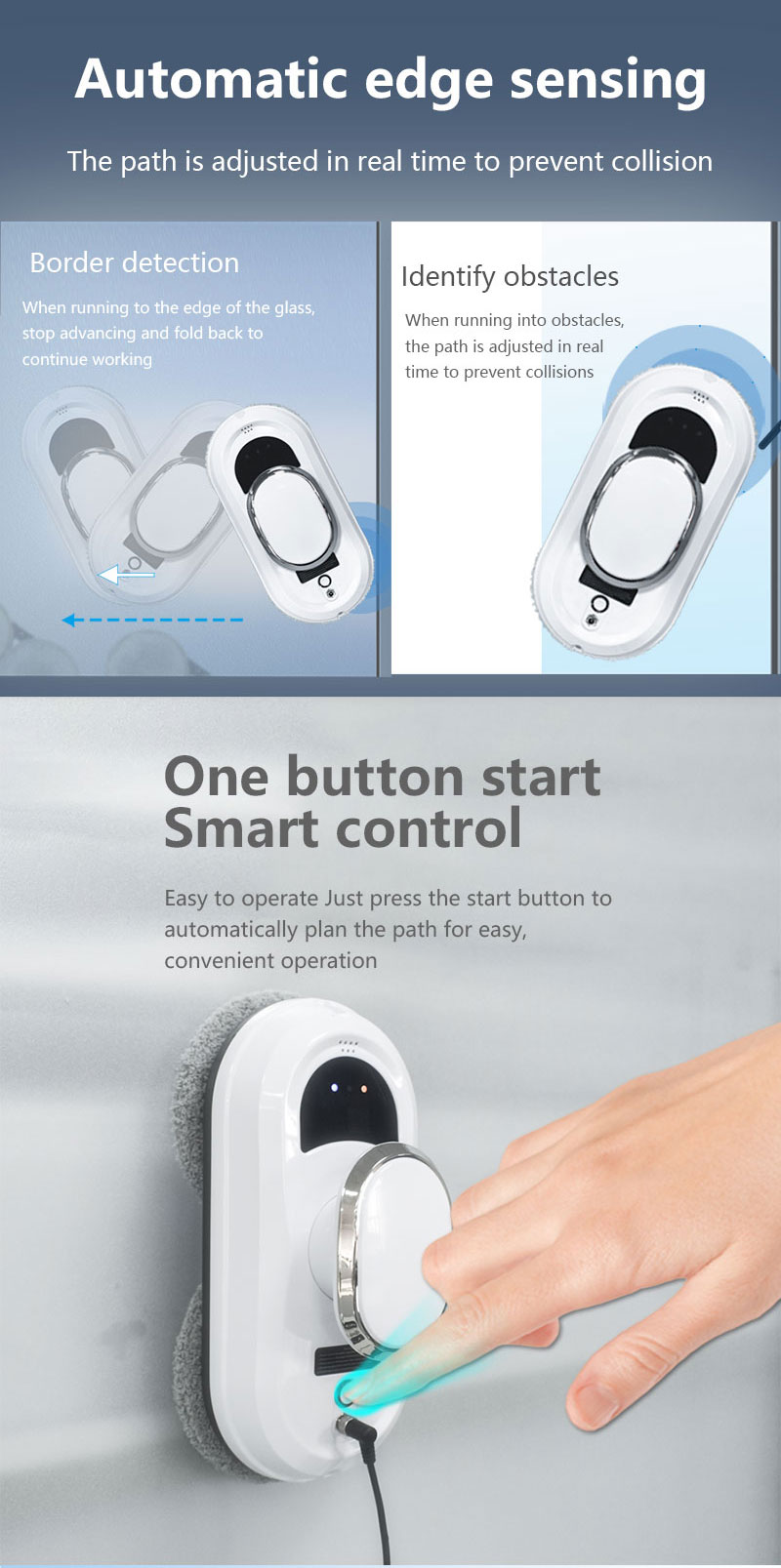 Indoor/Outdoor Window Cleaning Robot with Intelligent Spray and 500mAh Battery Capacity