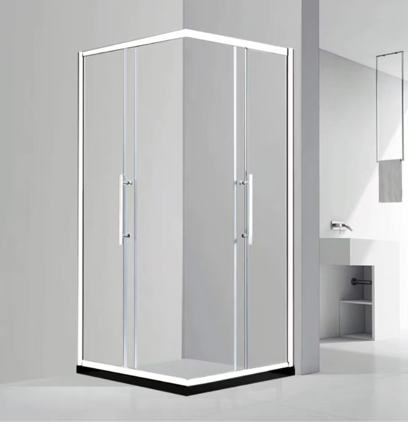 Stainless Steel Shower Room Bathroom Glass Door Square Diagonal Sliding