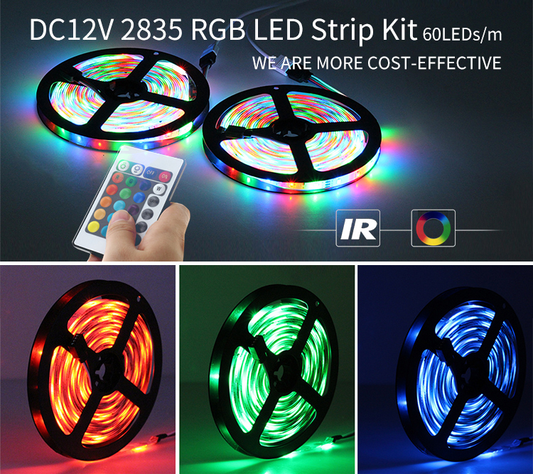 5V RGB SMD 5050 LED Light Strip with 24-KEY Control Set 5Meter/roll 50000 Working Time