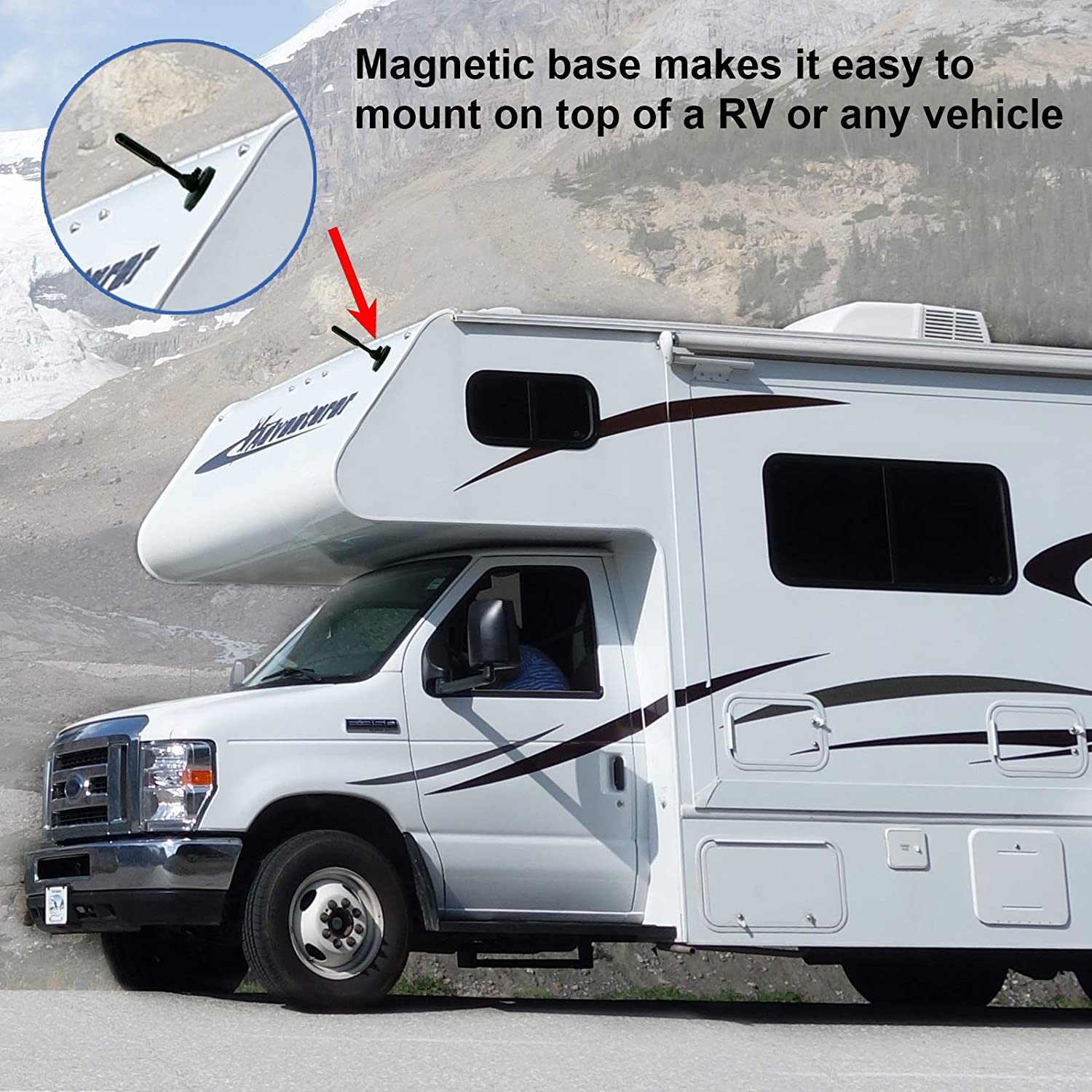 HDTV 590mm Magnetic Base Antenna Setting On RV Vehicle Home For TV