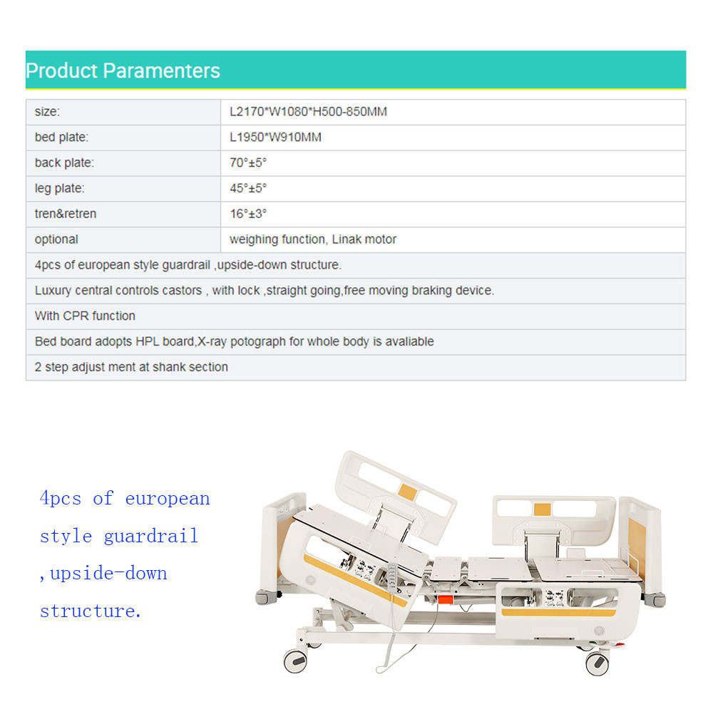 5 Function Medical Hospital Beds Electric Lifting CE ISO Approved