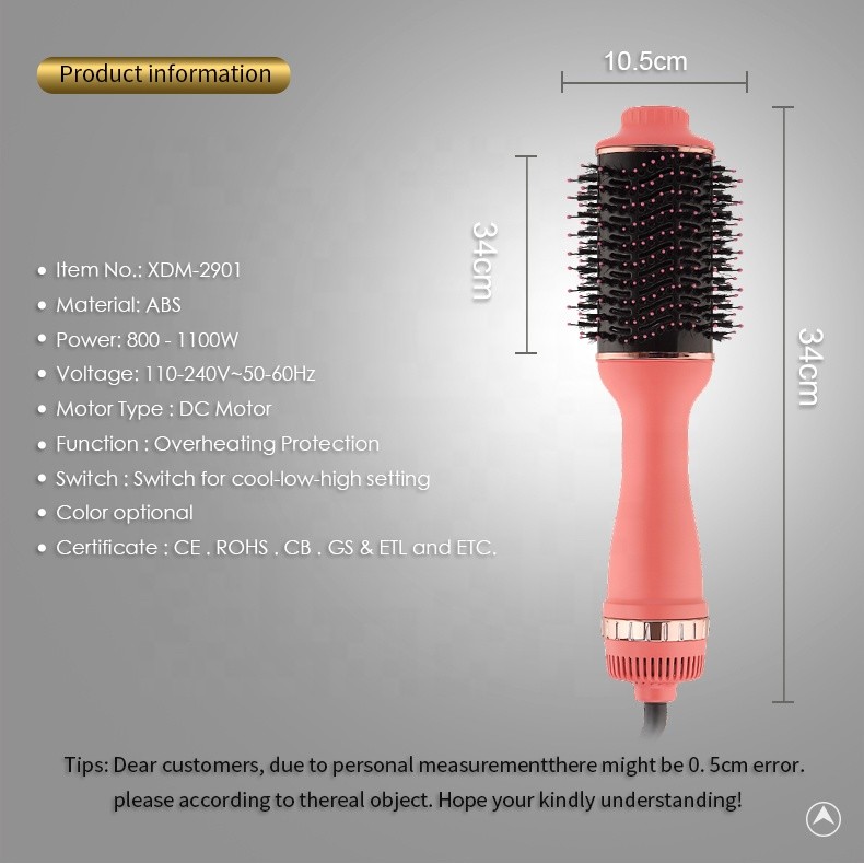 3 Heat Settings Thin Hair Brush Dryer For Styling Flexibility