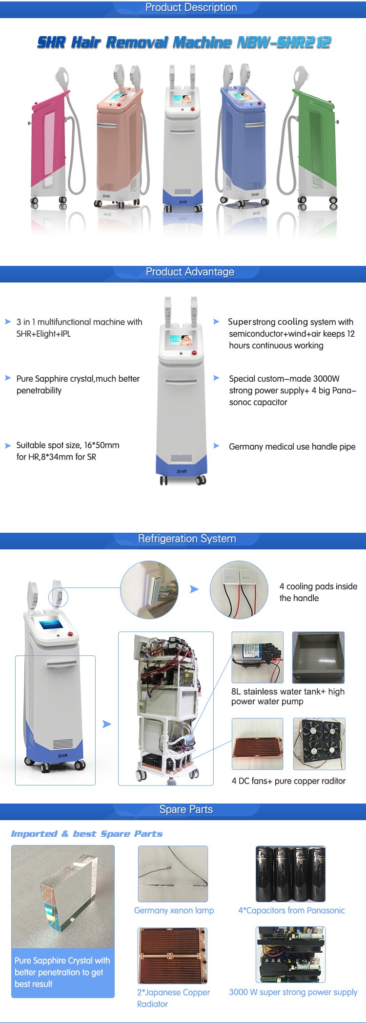 Vertical SHR Elight IPL hair removal & skin rejuvenation machine with best quality and best results