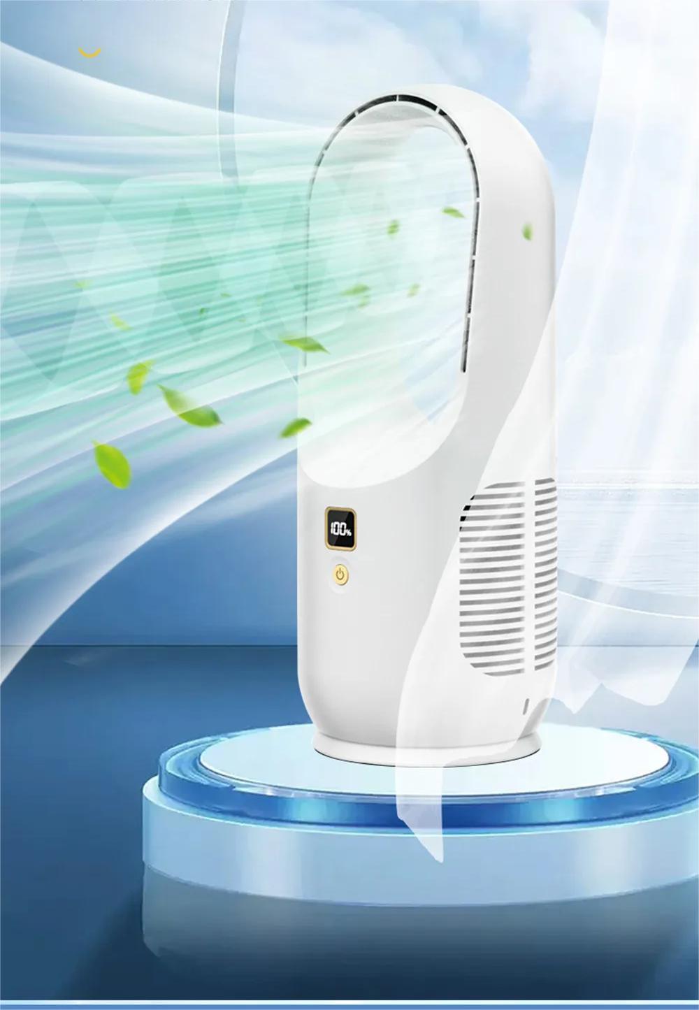 Bladeless Cooling Fan Portable Desk Personal Fan Small Desktop Rechargeable for Office