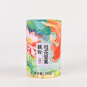 China Cylinder Cardboard Tube Food Packaging With Tinplate Lid UVcoated wholesale