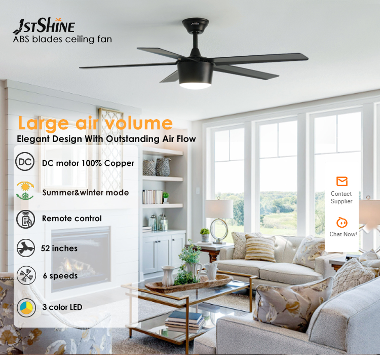 1stshine Decorative Ceiling Fan with Light 6 Speed Remote Control and 10-Year Motor
