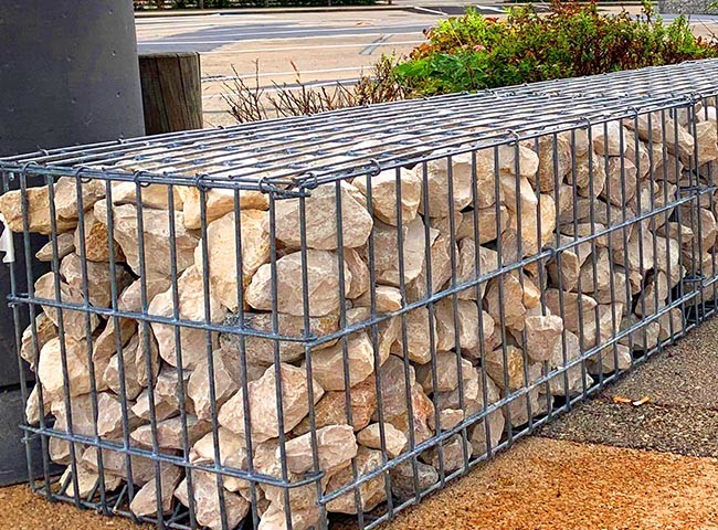 Welded gabion basket for roadside view