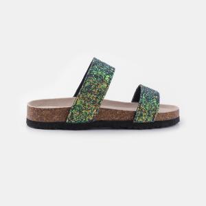 China Green Shiny Slip Resistant Eva Slide Sandal With Double Strap wholesale
