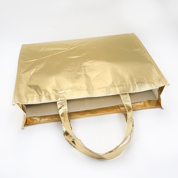 Promotional PP non woven golden aluminum foil Eco-friendly carry sewing bag