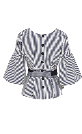 Fashion Womans Big Sleeve Blouse With Stripe