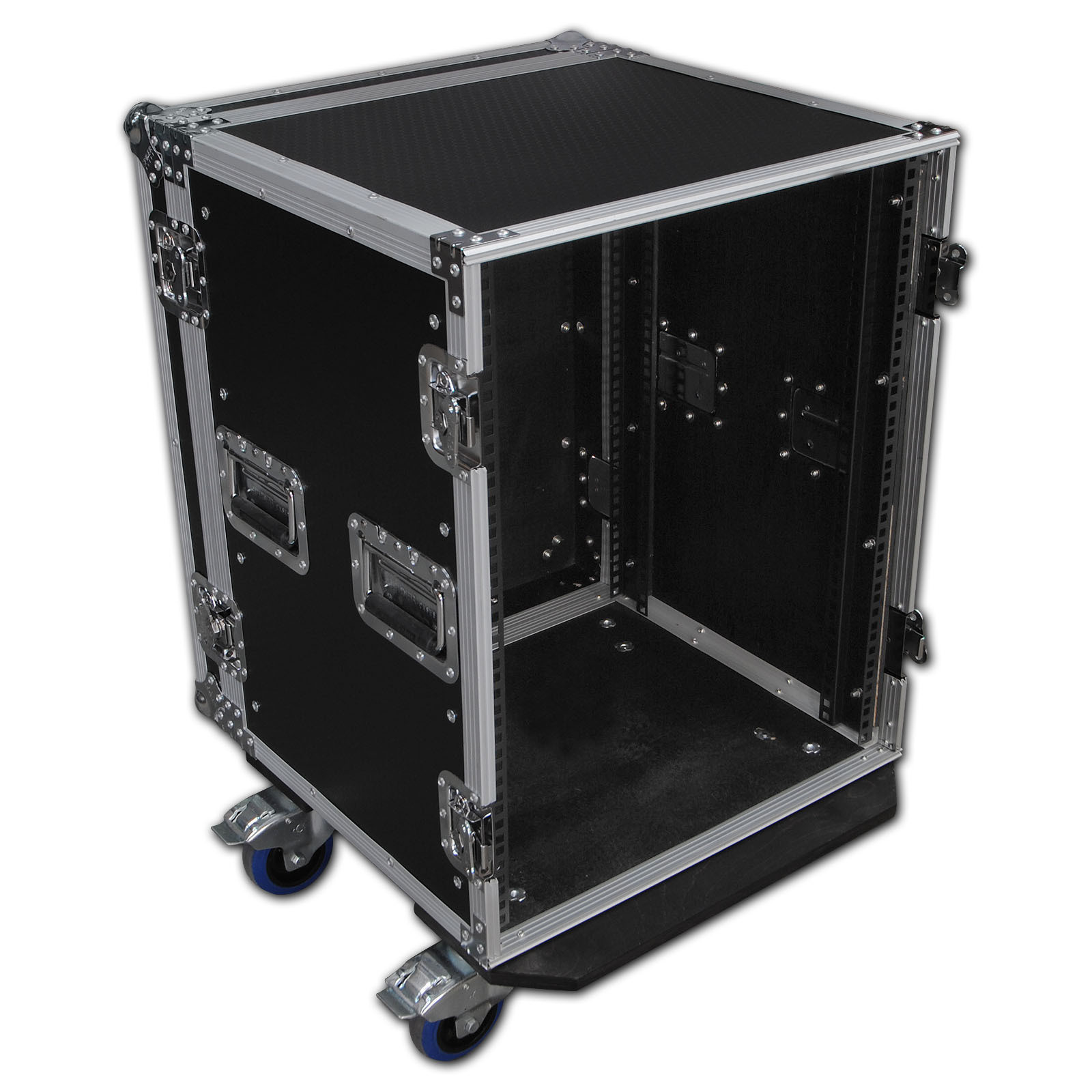 Customized Lighting Rack Flight Case , Black Moving Portable Rackmount Case