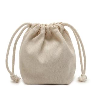 China Thick Fabric Drawstring Gift Bags Custom Logo Heavy Cotton Canvas Drawstring Pouch Belt Bag Jewelry Bag wholesale