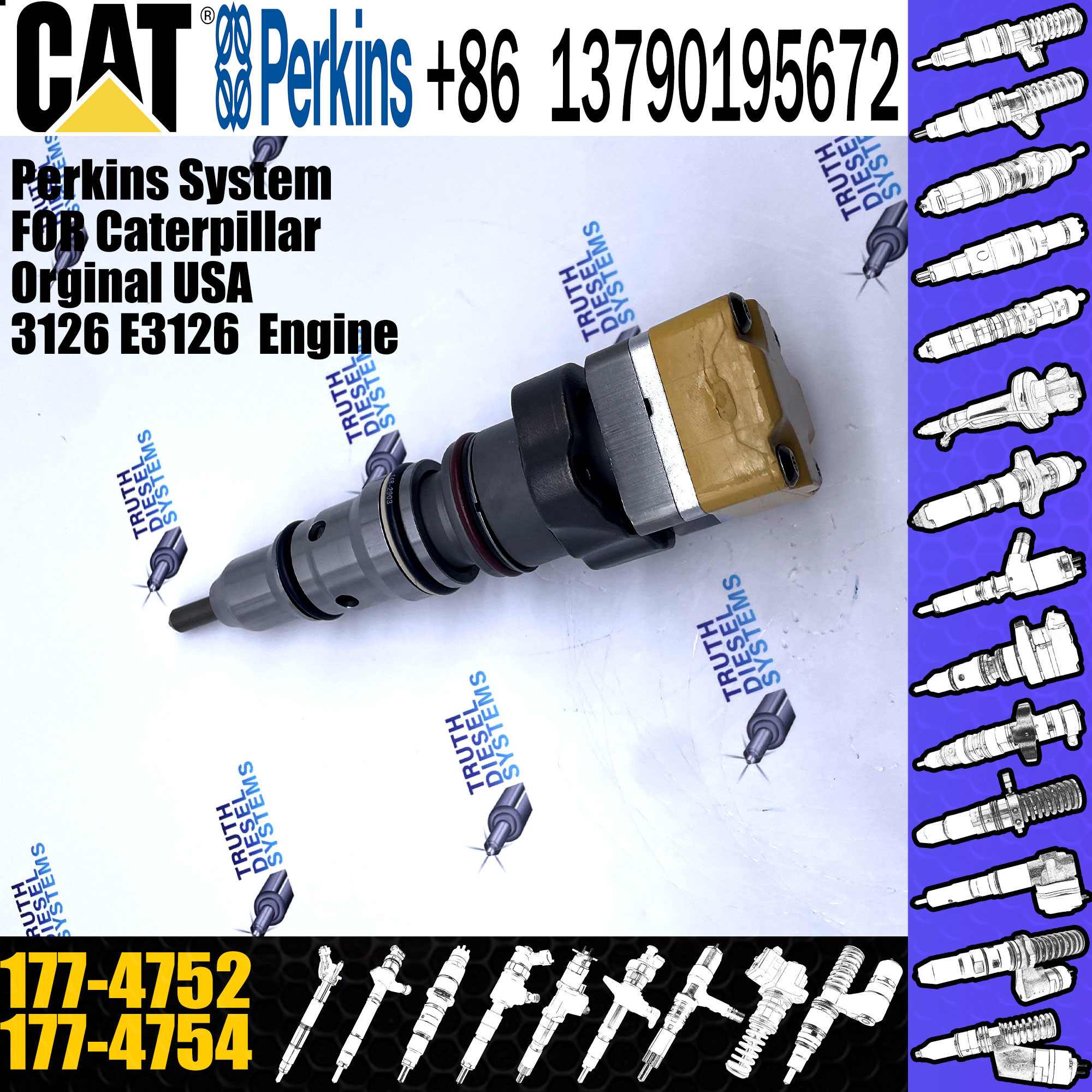 New Diesel Fuel Injector 10R1257 10R-1257 177-4752 For CAT Engine - Industrial 3126B 3126E