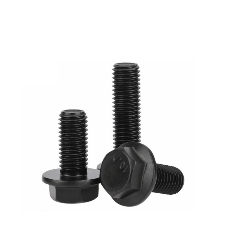 Stainless Steel Carbon Material Flange Bolts Black Oxide Zinc Finish DIN6921 M6/M8/M10 35mm Grade 8.8/10.9