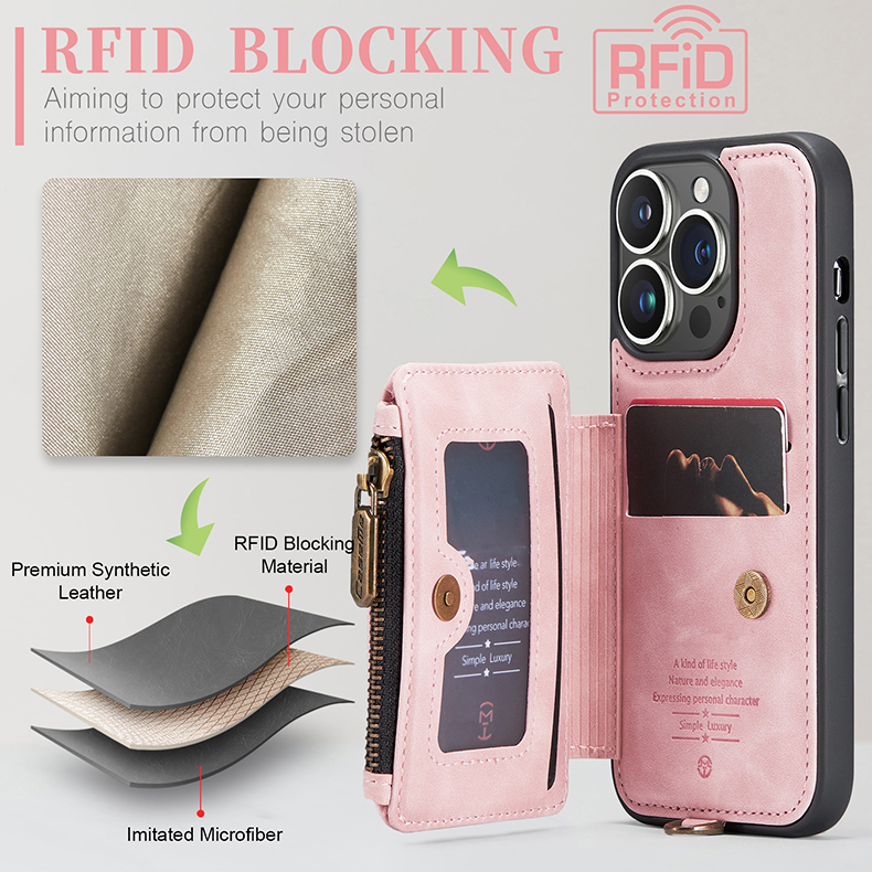 Wireless Charging Shockproof Leather Mobile Phone Cover for iPhone 14 Pro Max