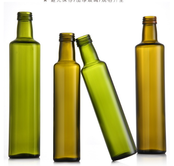 Collar Material Glass Dark Green Square Bottles 250ml 500ml 700ml for Cooking Olive Oil